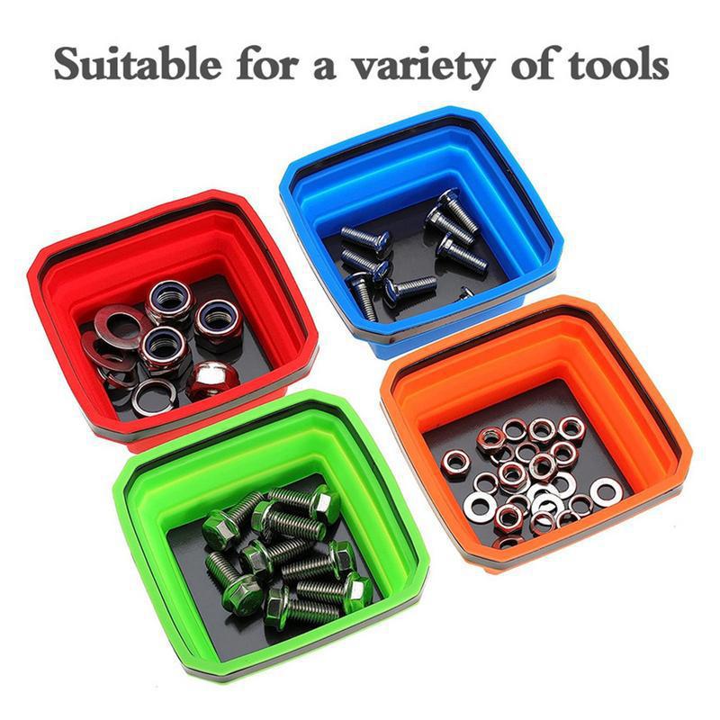Magnetic Parts Tray - Цветной квадратный силиконовый складной магнитный лоток